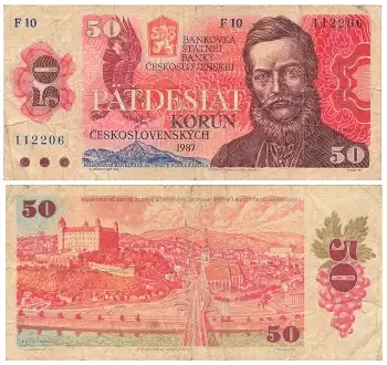 Ceskoslovenskych 50 Pätdesiat Korun 1987 Banknote