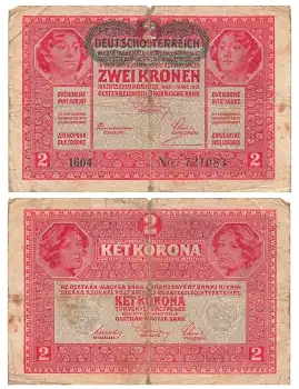 Deutschoesterreich Oesterreichisch Ungarische Bank 2 Zwei Kronen 1917