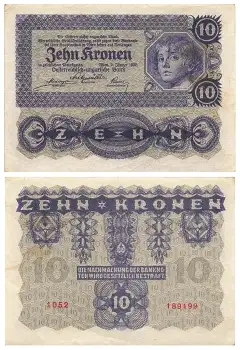Oesterreichisch Ungarische Bank 10 Zehn Kronen 1922
