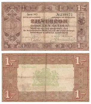 Niederlande 1 Zilverbon Gulden 1938 Banknote