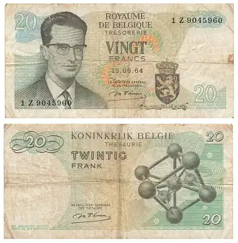 Belgien 20 Vingt Francs 1964 Banknote