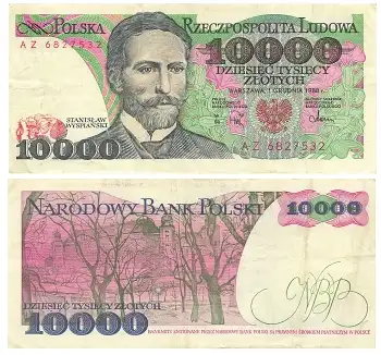 Polen 10000 Dziesiec Tysiecy Zlotych 1988 Banknote