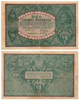 Polen 1/2 Dol Marki Polskiej 1919 Banknote