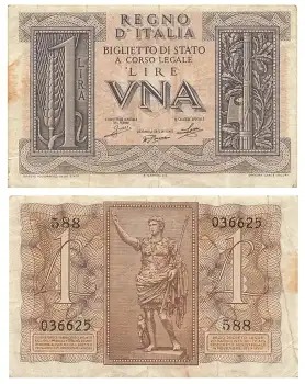 Italien 1 Vna Lire 1939 Banknote