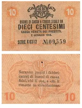Italien 10 Dieci centesimi 1918 Banknote