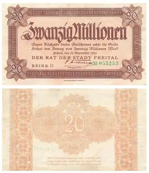 Freital Zwanzig Millionen Mark 24. September 1923 Notgeld