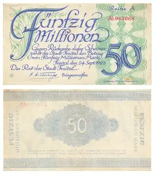 Freital Fünfzig Millionen Mark 22. September 1923 Notgeld