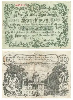 Schwetzingen Fünfzig Mark 9. November 1922 Notgeld