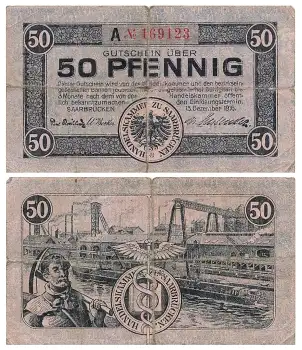 Saarbrücken 50 Pfennig Gutschein 13. Dezember 1916 Notgeld