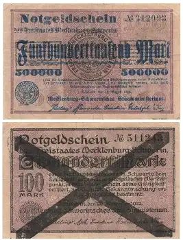 Mecklenburg-Schwerin Fünfhunderttausend Mark 10. August 1923 Notgeld