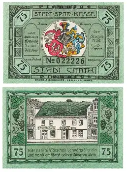 Canth Schlesien75 Pfennig um 1920 Notgeld