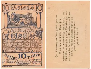 Egelsee Krems an der Donau 10 Heller 1920 Notgeld