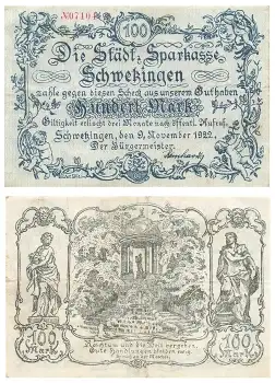 Schwetzingen 100 Hundert Mark 9. November 1922 Notgeld
