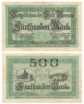 Meerane 500 Fünfhundert Mark 5. Oktober 1922 Notgeld