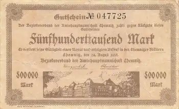 Chemnitz Fünfhunderttausend Mark 1923 Notgeld