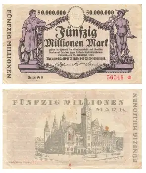 Chemnitz Fünfzig Millionen Mark 1923 Notgeld