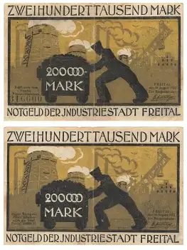 Freital Zweihunderttausend Mark 1923 Notgeld