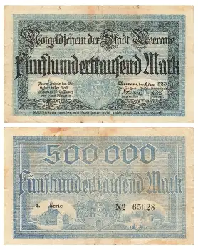 Meerane Fünfhunderttausend Mark 1923 Notgeld