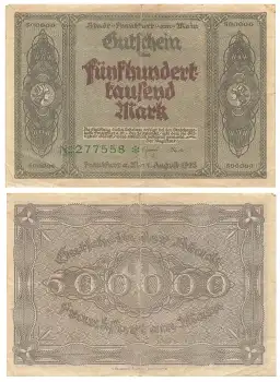 Frankfurt Main Fünfhunderttausend Mark Gutschein 1923 Notgeld