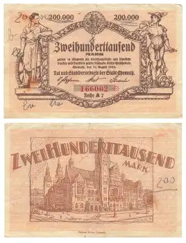 Chemnitz Zweihunderttausend Mark 1923 Notgeld
