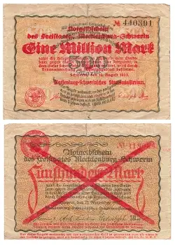 Mecklenburg-Schwerin Eine Million Mark 1923 Notgeld