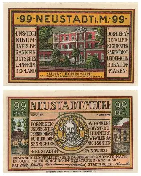 Neustadt Mecklenburg 99 Pfennig 1921 Notgeld