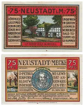 Neustadt Mecklenburg 75 Pfennig 1921 Notgeld
