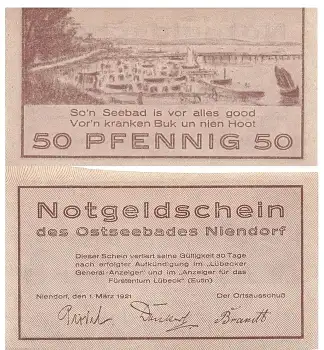 Niendorf Ostseebad 50 Pfennig Notgeld 1921