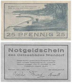 Niendorf Ostseebad 25 Pfennig Notgeld 1921