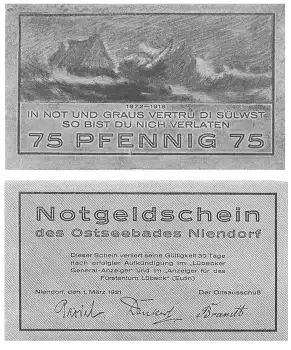Niendorf Ostseebad 75 Pfennig Notgeld 1921