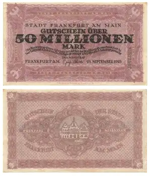 Frankfurt Main 50 Millionen Mark Gutschein 1923 Notgeld