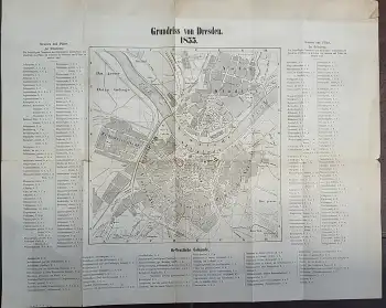 Dresden Stadtplan 1855 mit Strassenverzeichnis