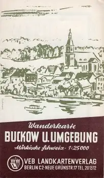 Buckow und Umgebung Märkische Schweiz Wanderkarte um 1957