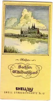 Sachsen Mitteldeutschland Shell Strassenkarte Nr 12 um 1938