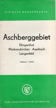 Aschberggebiet Klingenberg Markneukirchen Auerbach Lengenfeld Wanderkarte um 1957