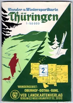 Thüringen Wanderkarte um 1962