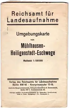 Mühlhausen Heiligenstadt Eschwege Landkarte 1923