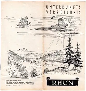 Rhön Franken Unterkunftsverzeichnis um 1950 12 Seiten
