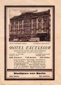 Berlin Stadtplan vom Hotel Excelsior um 1939