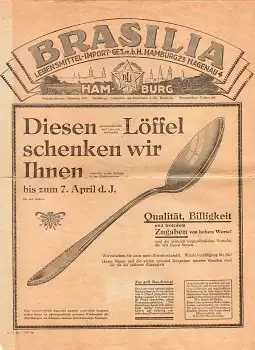 Hamburg Werbeprospekt Brasilia Lebensmittel Import um 1920