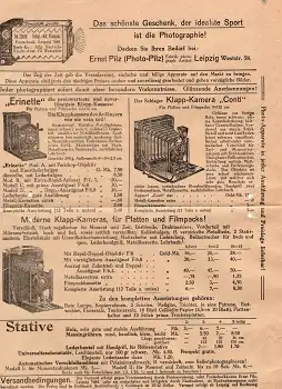 Leipzig Photo Pilz Werbezettel für Klapp-Kamera Conti um 1920