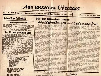 Oberharz Tageszeitung 30. Juni 1941