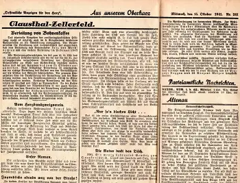 Oberharz Tageszeitung 15. Oktober 1941