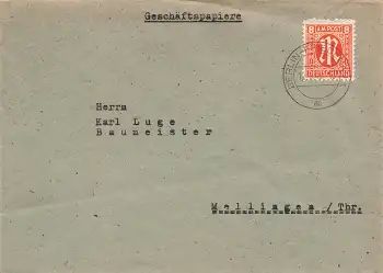AM Post Michel 5  Einzelfrankatur 8 Pfennig auf Brief o Berlin Friedenau 12.9.1945 nach Mellingen