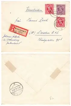 AM Post Michel 15 und 24 auf Einschreiben o Braunschweig 24.1.1946 nach Dresden