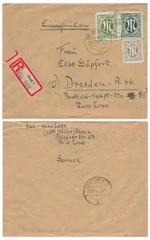 AM Post Michel 18 29 32 auf Einschreiben o Neuß1 15.10.1946 nach Dresden