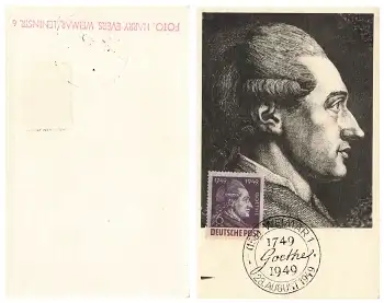 Johann Wolfgang von Goethe Maximumkarte Sonderstempel 1949