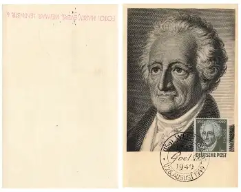 Johann Wolfgang von Goethe Maximumkarte Sonderstempel 1949
