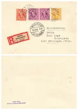 AM Post je Michel 4 5 7 auf Einschreiben o Berlin 10.10.1945 nach Mellingen
