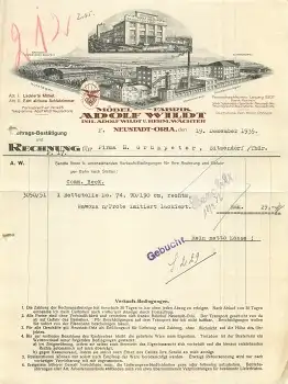 07806 Neustadt/Orla Briefkopf Möbelfabrik Adolf Wildt 1935